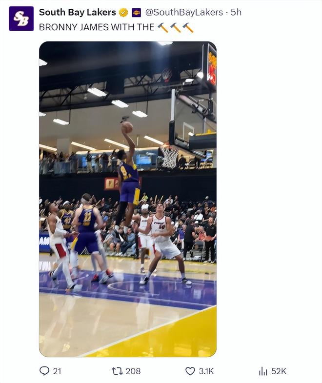 布朗尼父子同台亮相湖人赛 精准表现引发关注